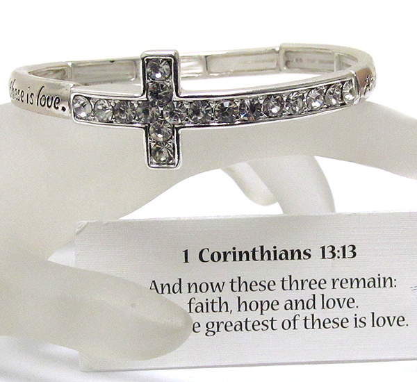 RELIGIOUS MESSAGE STRETCH BRACELET - COR 1:13 - BOOKMARK INCLUDED