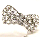 CRYSTAL AND PEARL DECO RIBBON HAIR PIN