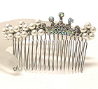 CRYSTAL CROWN AND PEARL DECO HAIR COMB