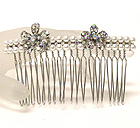 CRYSTAL FLOWER AND PEARL DECO HAIR COMB