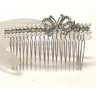 CRYSTAL BUTTERFLY AND PEARL DECO HAIR COMB
