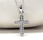 WHITE GOLD PLATING CROSS PENDANT NECKLACE