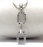 WHITE GOLD PLATING MULTI RING DROP NECKLACE