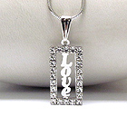 WHITE GOLD PLATING CRYSTAL DECO LOVE PENDANT NECKLACE