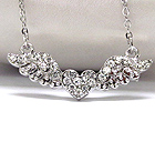 WHITE GOLD PLATING CRYSTAL HEART AND ANGEL WING PENDANT NECKLACE