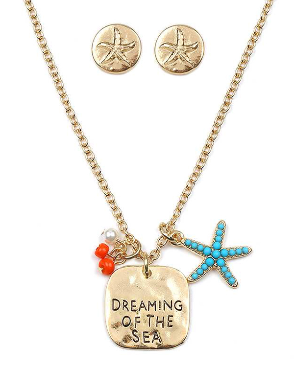 HANDMADE PLATE AND STARFISH NECKLACE SET - DREAMING OF THE SEA