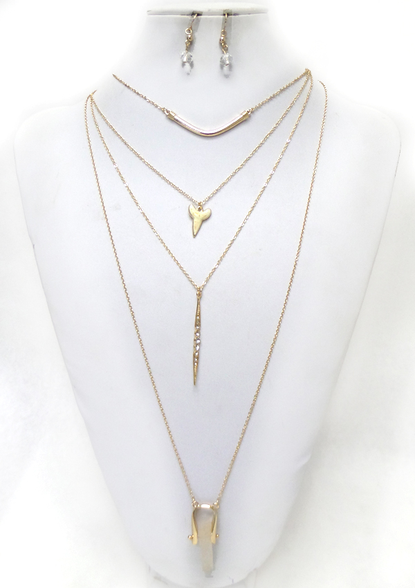 4 LAYER CHAIN MULTI CHARM NECKLACE SET