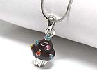 WHITE GOLD PALTING CRYSTAL STUD ENAMEL MINIATURE CUPCAKE NECKLACE