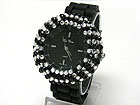 FLAT CRYSTAL ROUND FACE RUBBER BAND WATCH