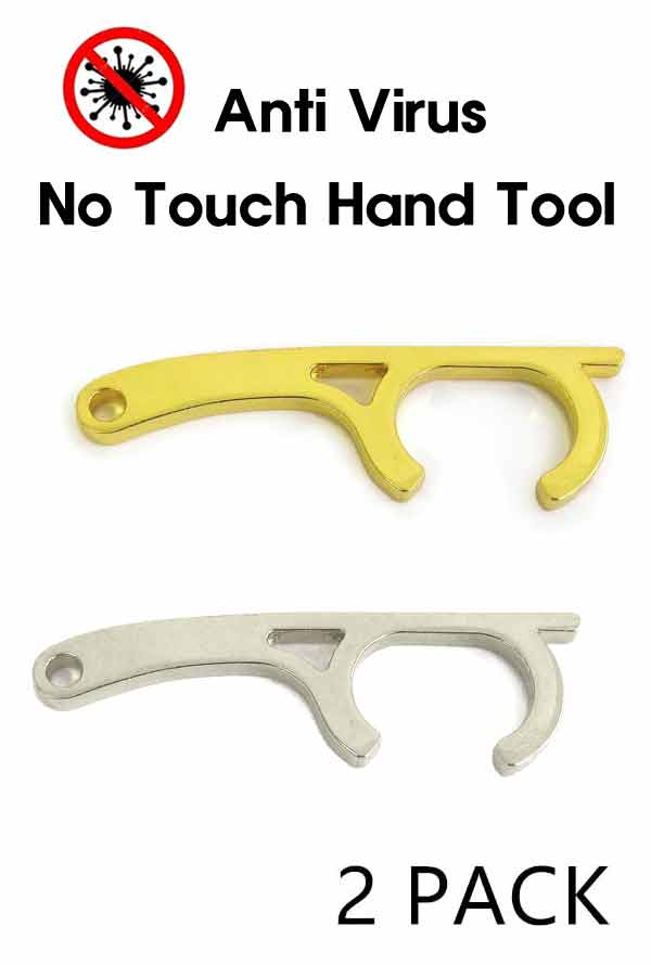 SAFETY TOUCH VIRUS PROTECTOR,BOTTLE OPENER,KEYPAD ENTRY,STAY WELL HAND TOOL - 2 PCS METAL ALLOY SET