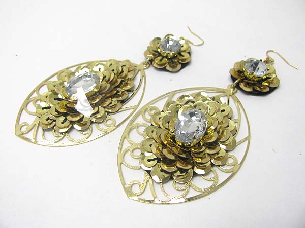 SEQUIN AND FILIGREE METAL EARRING
