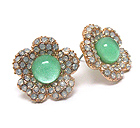 CRYSTAL PAVE AND ACRYLIC STONE FLOWER EARRING