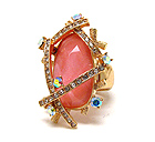 FACET GLASS AND CRYSTAL DECO ART STRETCH RING