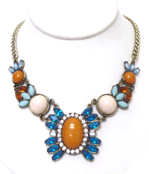 MULTI STONES WITH CRYSTALS NECKLACE SET