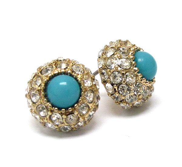 MULTIL CRYSTAL AND ROUND CUT ACRYLIC STONE CENTER EARRING