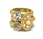 CRYSTAL DECO DISK AND ARROWHEAD STACKABLE STRETCH RING SET OF 3