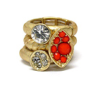 CRYSTAL DECO DISK AND ARROWHEAD STACKABLE STRETCH RING SET OF 3