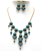MULTI ACRYLIC MINI PUFFY ROUND BUBBLE NECKLACE EARRING SET