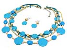 MULTI STRAND ACRYLIC AND WOOD BEAD NECKLACE AND EARRING SET