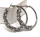 METAL HOOP AND HALF CRYSTAL WRAP EARRINGS