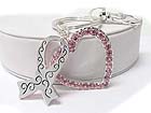 CRYSTAL PINK RIBBON AND HEART KEY CHAIN CHARM
