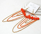 CRYSTAL GLASS LINE DROP COLORFUL FASHION CONNECTED CHAIN DROP EARRING