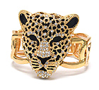 CRYSTAL AND EPOXY DECO LARGE JAGUAR HEAD STRETCH BRACELET - Wholesale Fashion Jewelry