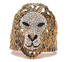 CRYSTAL AND EPOXY DECO LARGE LION HEAD RIHANNA STYLE HINGE BANGLE BRACELET