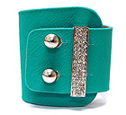 CRYSTAL METAL LINE WITH LEATHERETTE BAND BRACELET