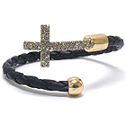 CRYSTAL CROSS TIP AND BRAID WIRE BAND ADJUSTABLE BRACELET