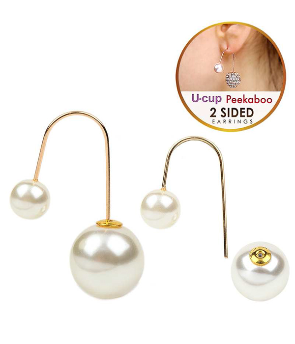 PEARL DOUBLE SIDED FRONT AND BACK EARRING - U CUP