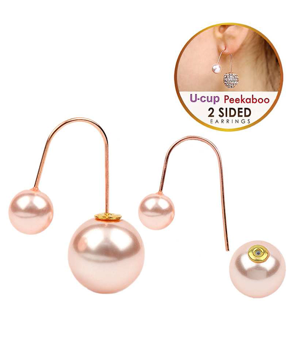 PEARL DOUBLE SIDED FRONT AND BACK EARRING - U CUP