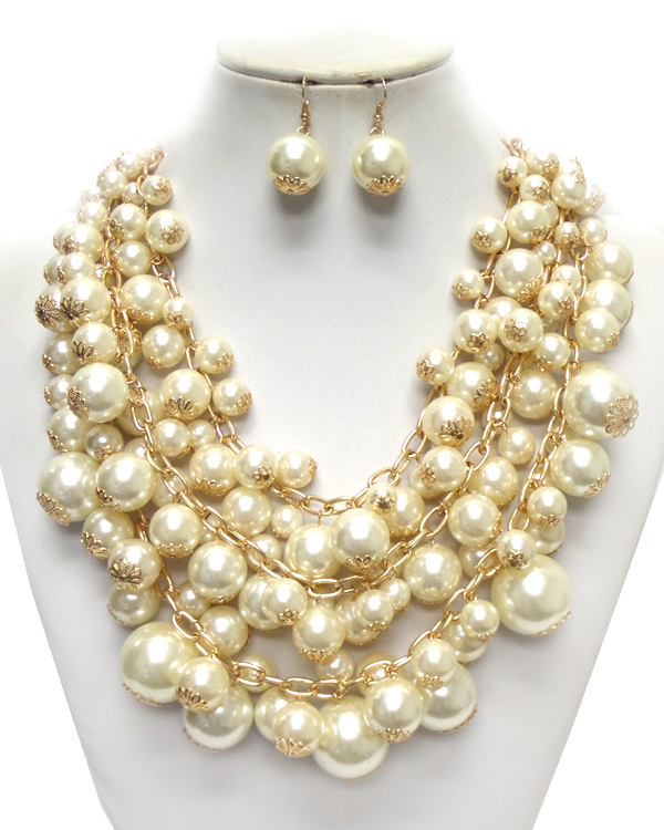 MULTI LAYERED PEARL CHUNKY NECKLACE SET