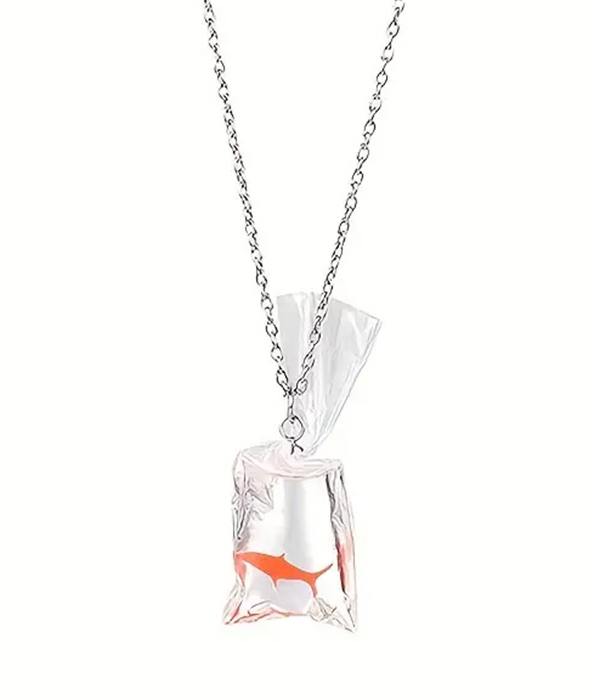 GOLDFISH IN WATER BAG PENDANT NECKLACE