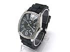 CRYSTAL DECO SQUARE CONVEX RUBBER BAND FASHION WATCH