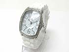 CRYSTAL DECO SQUARE CONVEX RUBBER BAND FASHION WATCH