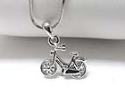WHITE GOLD PLATING CRYSTAL MINIATURE BICYCLE PENDANT NECKLACE