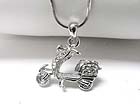 WHITE GOLD PLATING CRYSTAL MINIATURE SCOOTER PENDANT NECKLACE