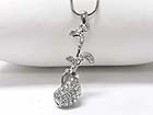 WHITE GOLD PLATING CRYSTAL MINIATURE GOLF BAG PENDANT NECKLACE