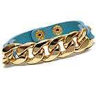 THICK CHAIN AND LEATHERETTE BRACELET