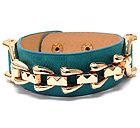 METAL CHAIN AND LEATHERETTE BAND BRACELET