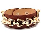 METAL CHAIN AND LEATHERETTE BAND BRACELET