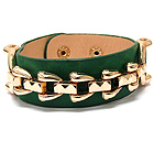 METAL CHAIN AND LEATHERETTE BAND BRACELET