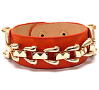 METAL CHAIN AND LEATHERETTE BAND BRACELET