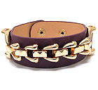METAL CHAIN AND LEATHERETTE BAND BRACELET