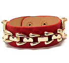 METAL CHAIN AND LEATHERETTE BAND BRACELET