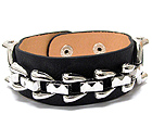 METAL CHAIN AND LEATHERETTE BAND BRACELET