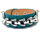 METAL CHAIN AND LEATHERETTE BAND BRACELET