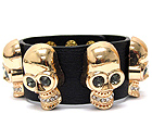 CRYSTAL MULTI SKULL AND LEATHERETTE BAND BRACELET