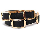 MULTI METAL BUCKLE AND LEATHERETTE BAND WRAP BRACELET